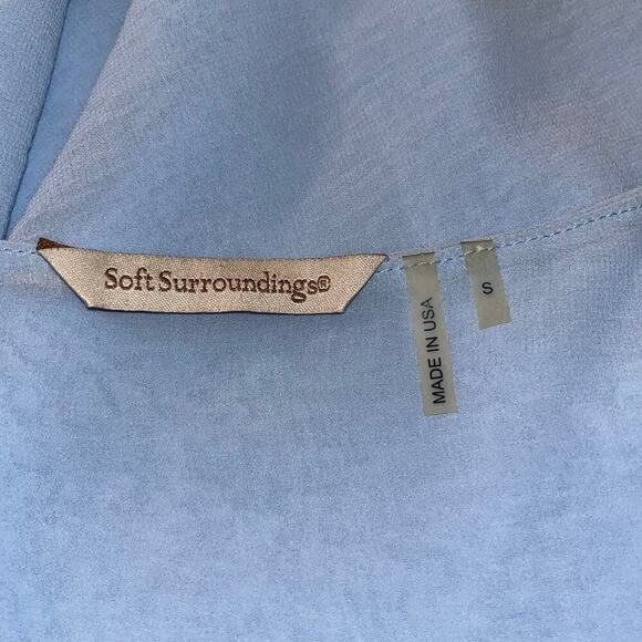 Soft Surroundings Sheer Overlay Dress Light Blue Asymmetrical Hem Sleeveless Sm - Picture 6 of 7